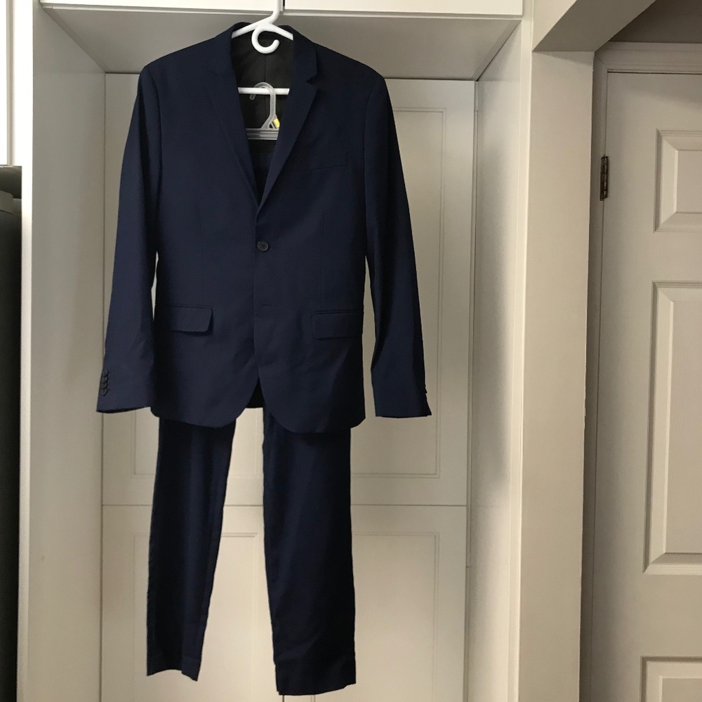 H & M Men’s Suit Jacket and Pants 33 R Slim Fit Navy Blue